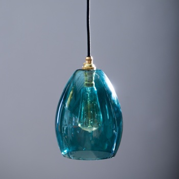 Bertie Mid Teal Glass Pendant Light